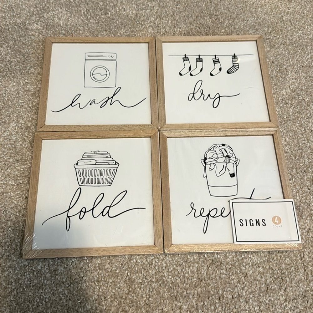 Laundry Wall Decor Set - Brown and White